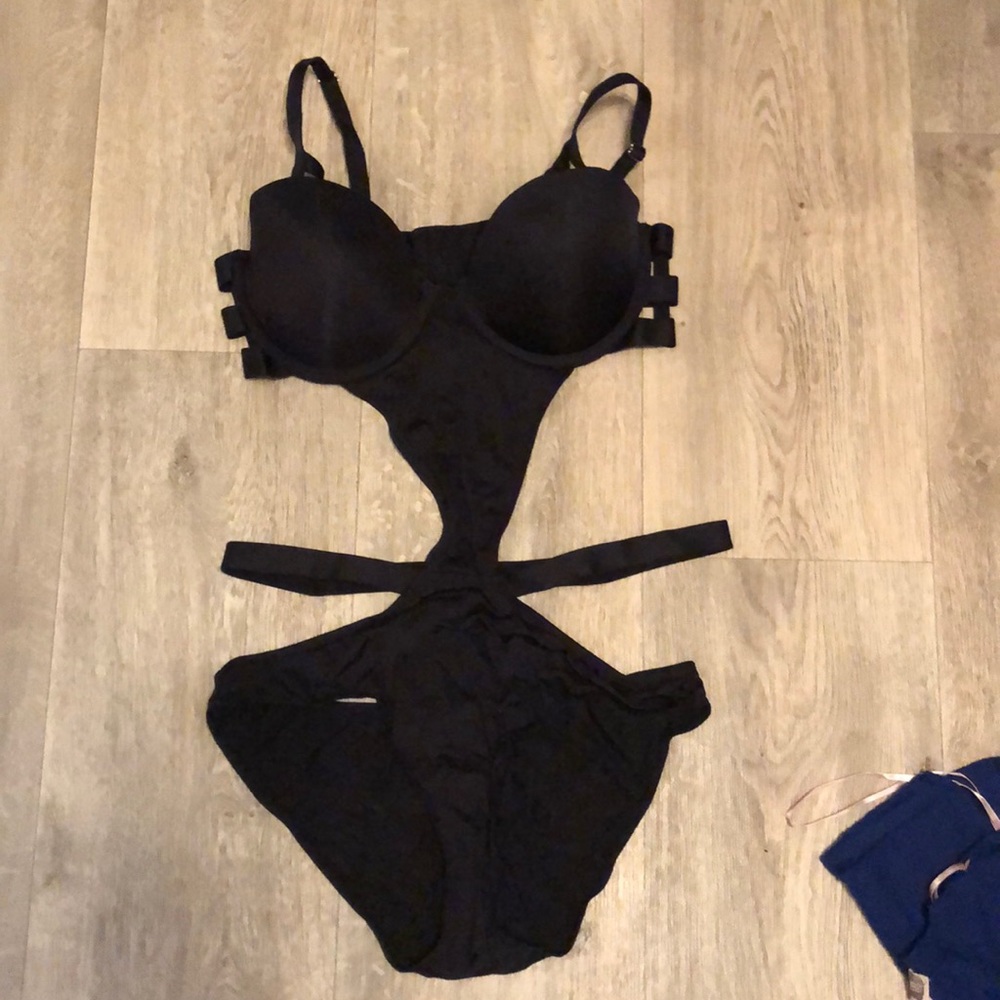 Strappy black teddie